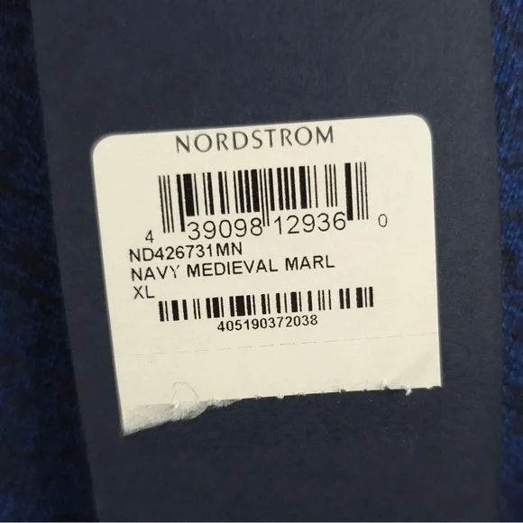 NWT 1901 COTTON CASHMERE Crew Nk Pullover‎ ND426731MN NAVY MEDIEVAL MARL Size XL